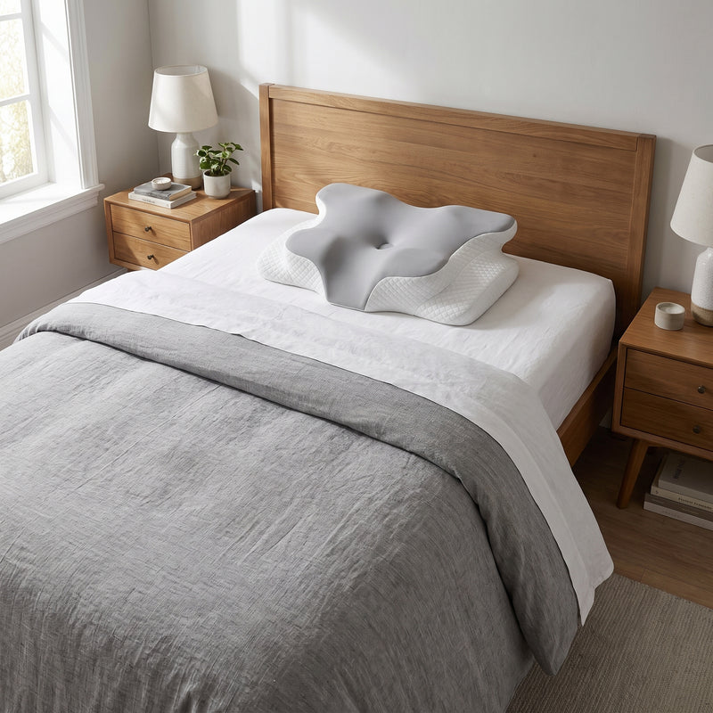 Somira Sleep Well Kissen wird auf dem Bett platziert
